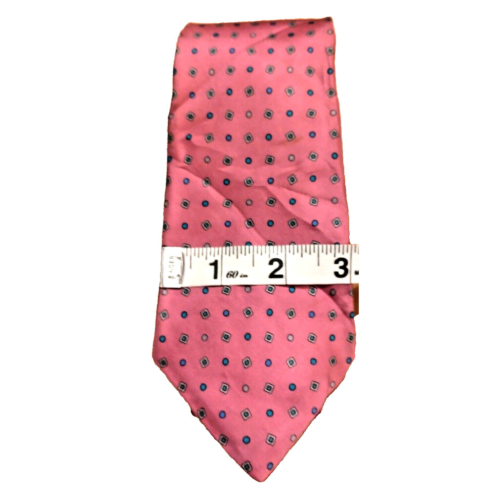 Geoffrey Beene Designer 100% Silk Pink Blue Dot Men's Neck Tie Made In USA